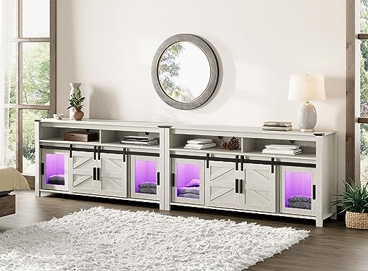 TV Stands for 100+ Inch TVs, 118" LED Farmhouse Entertainment Center