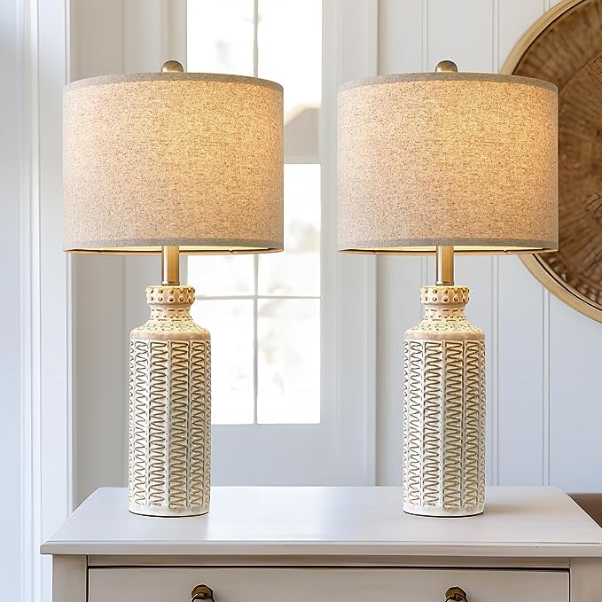 23.25 inches Modern Ceramic Table Lamp Set of 2 for Living Room