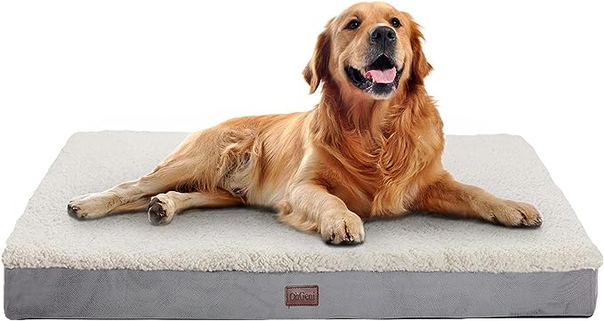 OhGeni Orthopedic Dog Beds for Large Dogs,Dog Bed with Plush Egg Foam Support and Non-Slip Bottom, Waterproof and Machine Washable Removable Pet Bed Cover