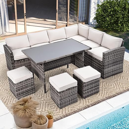 7 Piece Patio Furniture Set Wicker Conversation Set Outdoor