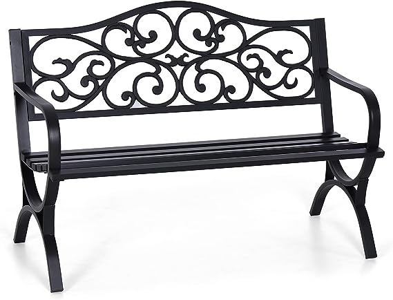 Outdoor Garden Park Bench Patio , Bench with Backrest and Armrests