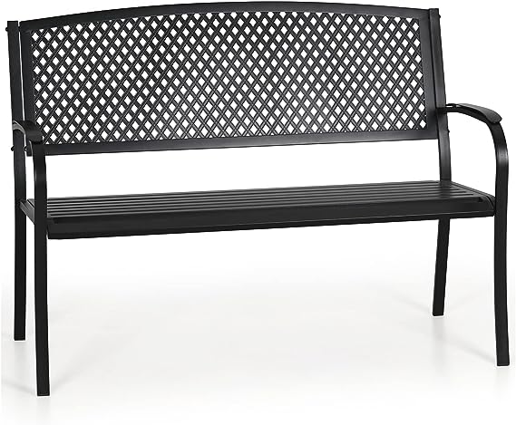 Outdoor Garden Park Bench Patio , Bench with Backrest and Armrests