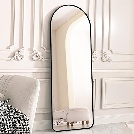 64"x21" Arched Full Length Mirror Free Standing Leaning Mirror Hanging Mounted Mirror Aluminum Frame