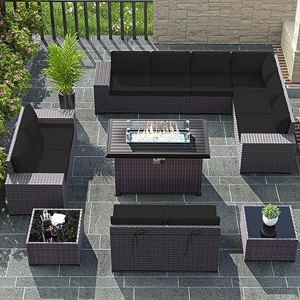 Outdoor Patio Furniture Set with Propane Fire Pit Table