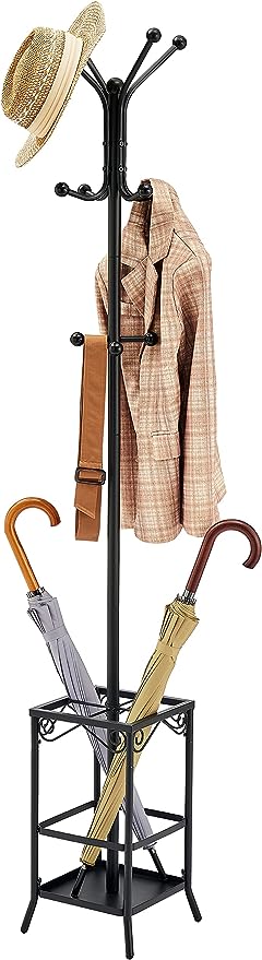 Coat Rack Freestanding ,Entryway Coat Hanger Stand, Umbrella Holder, Hall Tree