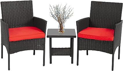 Outdoor Wicker Bistro Rattan Chair Conversation Sets with Coffee Table