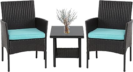 Outdoor Wicker Bistro Rattan Chair Conversation Sets with Coffee Table
