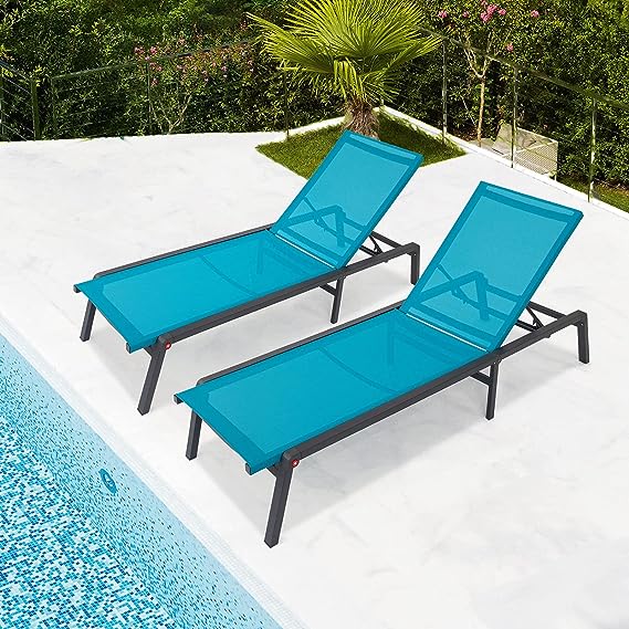 Chaise Lounge Outdoor, Aluminum Outdoor Chaise Lounge Set of 2