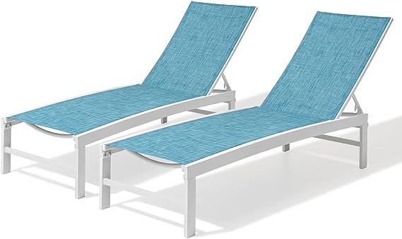 Aluminum Adjustable Chaise Lounge Chair Five-Position Recliner