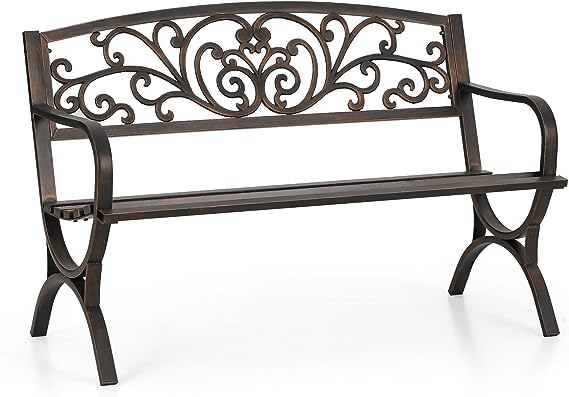 Outdoor Garden Park Bench Patio , Bench with Backrest and Armrests