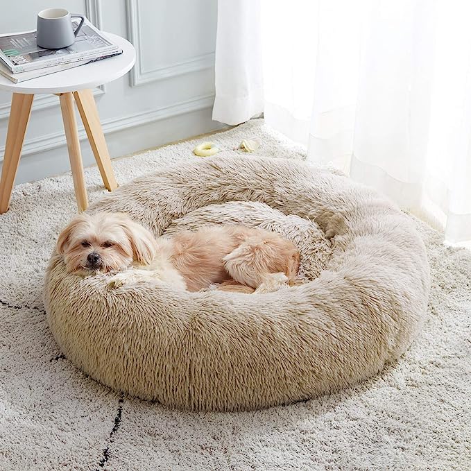 Calming Dog & Cat Bed, Anti-Anxiety Donut Cuddler Warming Cozy Soft