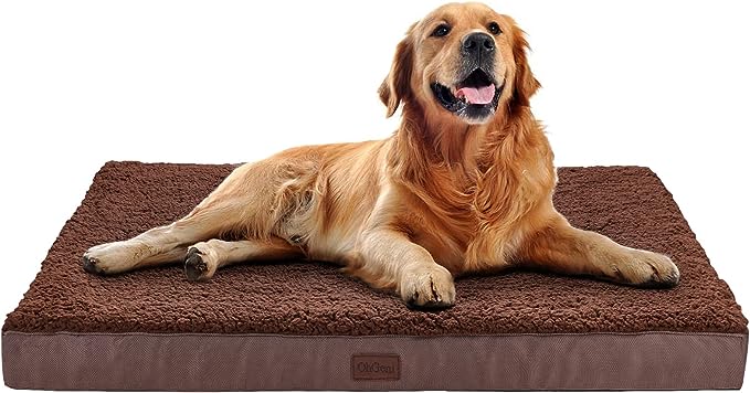 OhGeni Orthopedic Dog Beds for Large Dogs,Dog Bed with Plush Egg Foam Support and Non-Slip Bottom, Waterproof and Machine Washable Removable Pet Bed Cover
