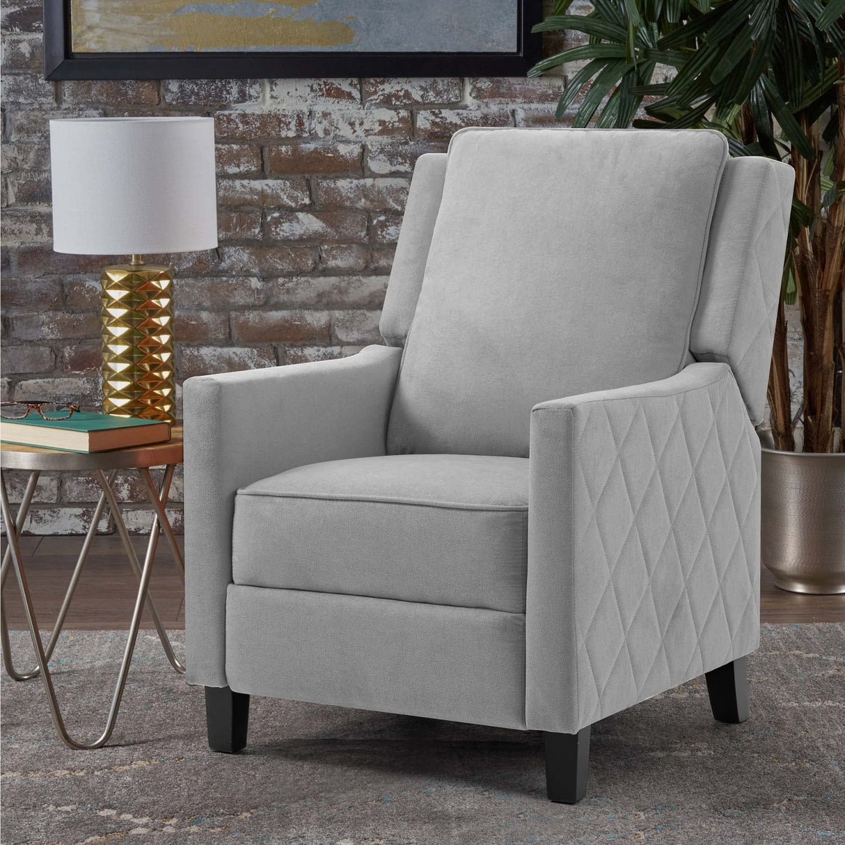 Compact Recliner Chair in Living Room Corner
