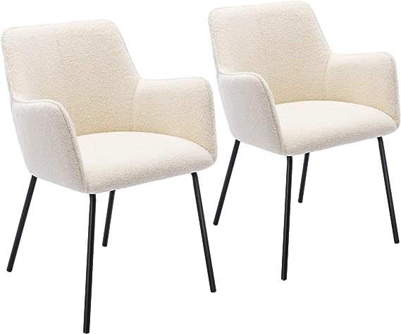 Classic Fabric Dining Chairs Set of 2, Kitchen & Dining Room Beige Chair