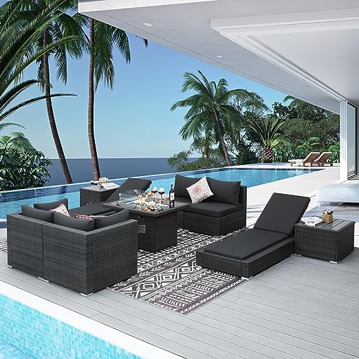 Large Size PE Rattan Outdoor Patio Furniture Sectional Sofa Sets