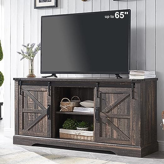 TV Stand for 65+ Inch TV, Modern Farmhouse Entertainment Center