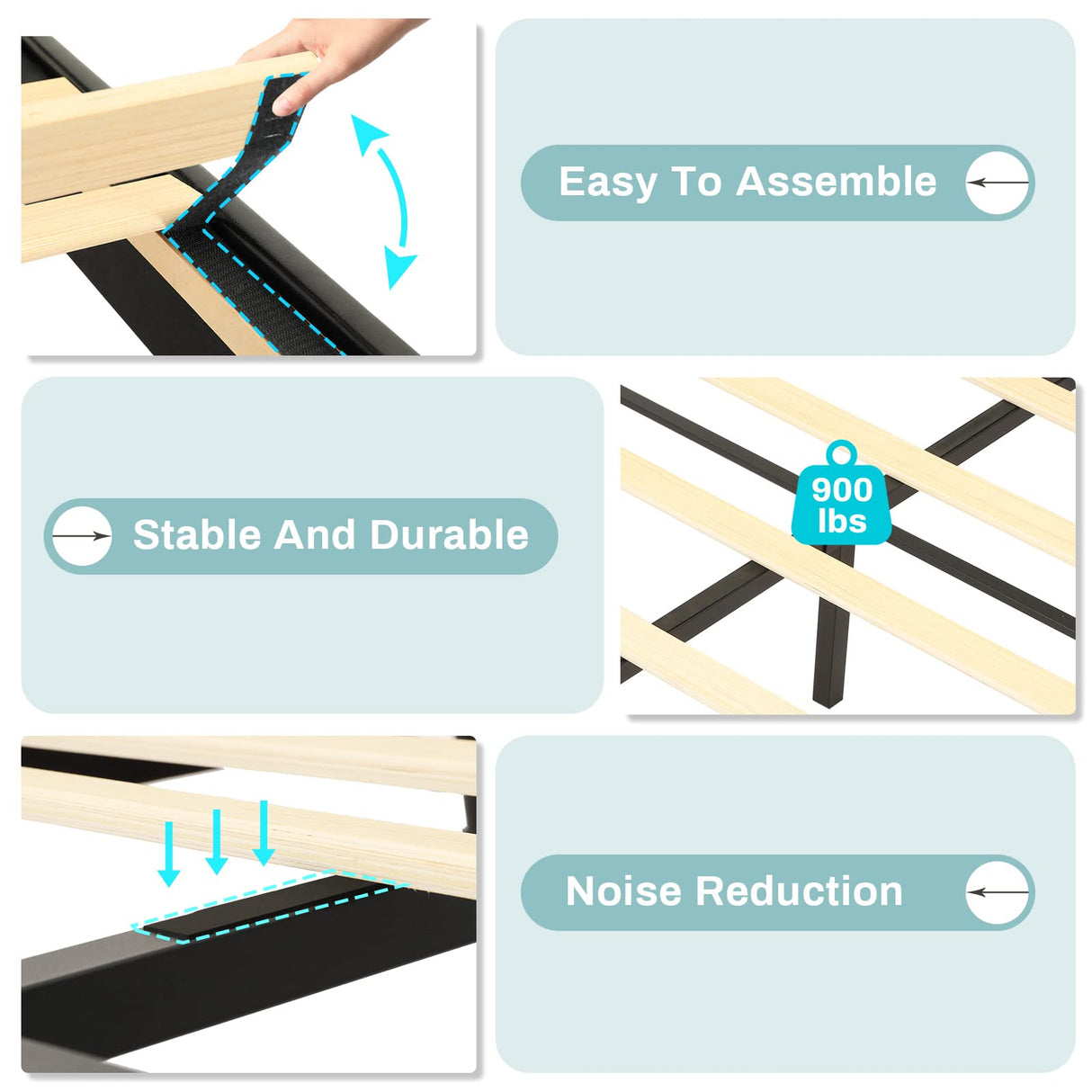 Easy-to-Assemble LED Bed Frame – No Box Spring Required