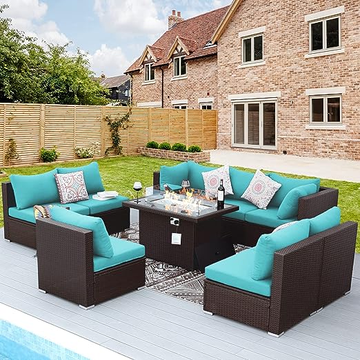 Large Size PE Rattan Outdoor Patio Furniture Sectional Sofa Sets