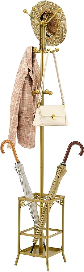 Coat Rack Freestanding, Entryway Coat Hanger Stand, Umbrella Holder