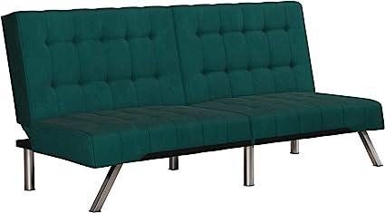 Emily Futon With Chrome Legs, Navy Linen