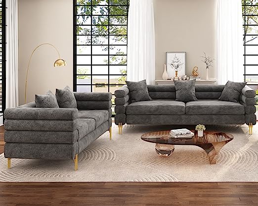 2 Piece Sofa Set, Loveseat Set- Oversize Sofa Couch, Comfy Sofa for Living Room