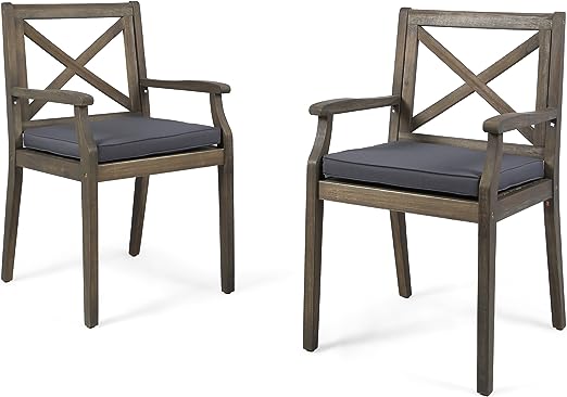 Peter Outdoor Acacia Wood Dining Chair Set of 2
