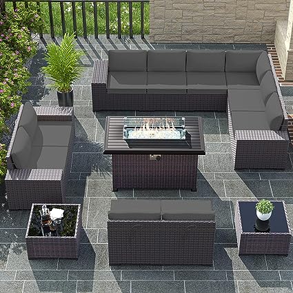 Outdoor Patio Furniture Set with Propane Fire Pit Table