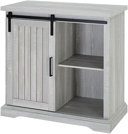 Carson Modern Farmhouse Sliding Slat Door Storage Cabinet, 32 Inch\