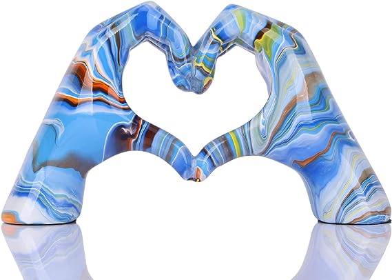 Golden Gesture Decoration, Love Finger Statue Modern, Modern Art Sculpture