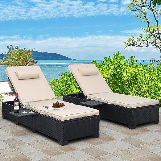 Outdoor Patio Chaise Lounge Chairs for Outside Set of Chair Pool