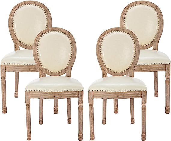 French Country Dining Chairs Set of 4, Farmhouse Fabric Dining Room Chairs