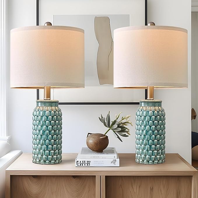 23.25 inches Modern Ceramic Table Lamp Set of 2 for Living Room