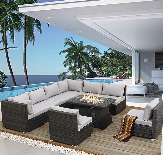 Large Size PE Rattan Outdoor Patio Furniture Sectional Sofa Sets