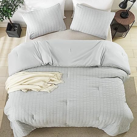 White Twin Size Comforter Set, 2 Pieces Bedding Comforter Sets