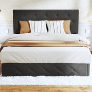 LuxeRest Upholstered Bed with Storage Drawers in Grey