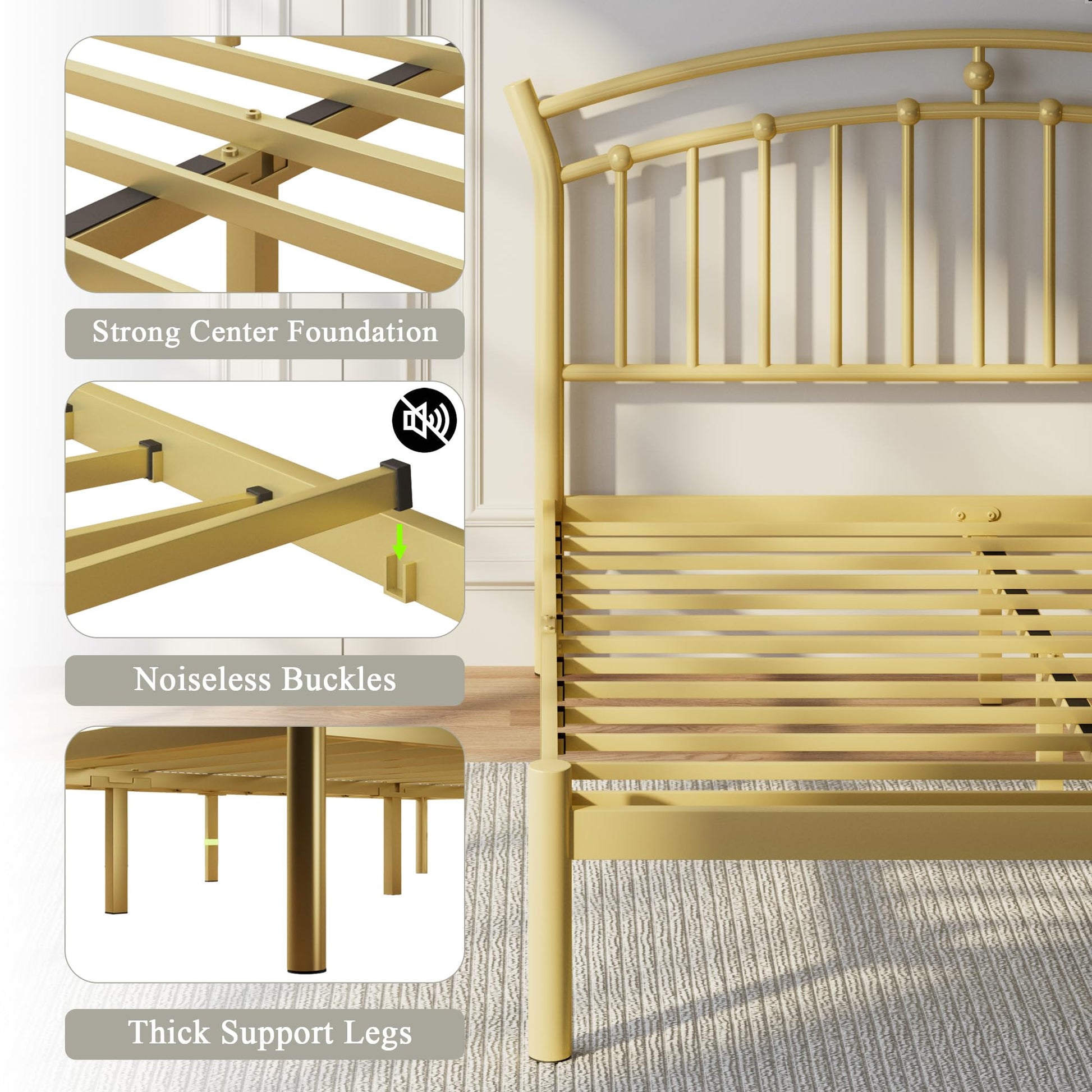 Quick Assembly Metal Bed Frame with Installation Tools