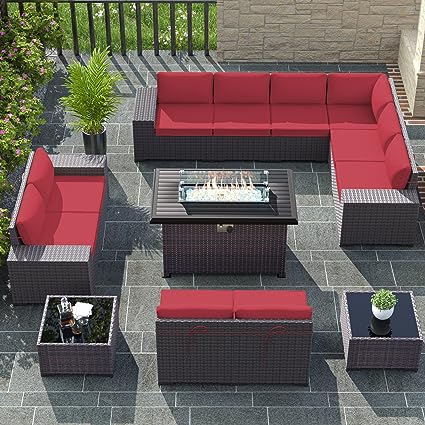 Outdoor Patio Furniture Set with Propane Fire Pit Table