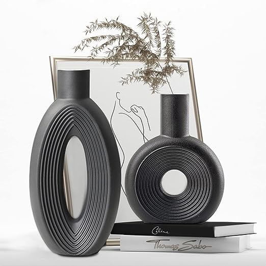 White Ceramic Vase Set of 2