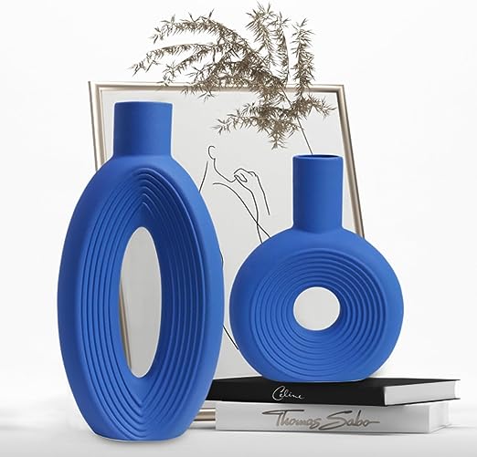 White Ceramic Vase Set of 2