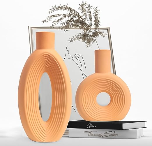 White Ceramic Vase Set of 2