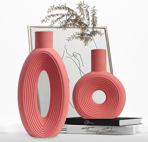 White Ceramic Vase Set of 2