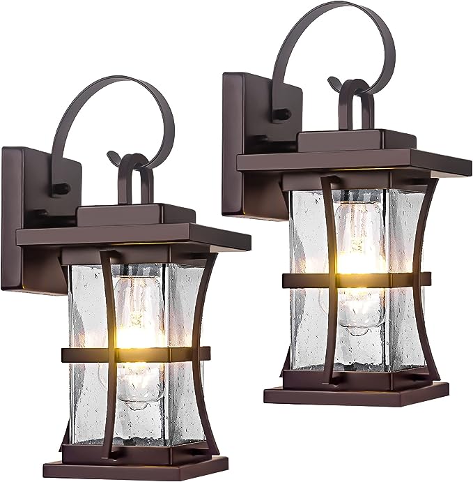 2-Pack Dusk to Dawn Lighting - Oil Rubbed Bronze Exterior Light Fixtures