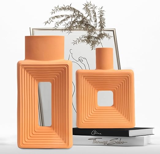 White Ceramic Vase Set of 2