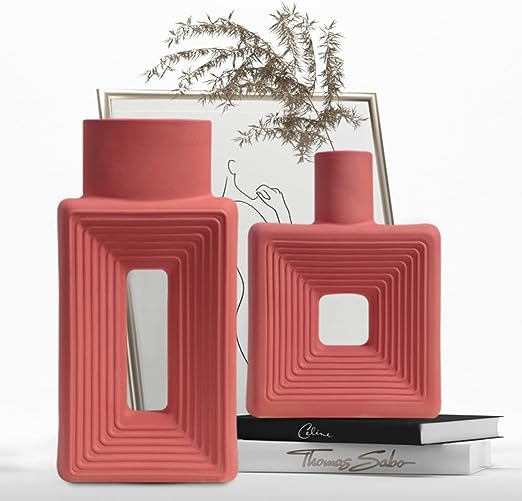 White Ceramic Vase Set of 2