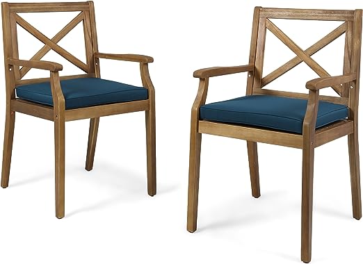 Peter Outdoor Acacia Wood Dining Chair Set of 2