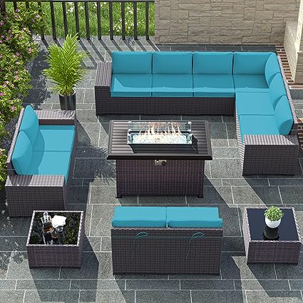 Outdoor Patio Furniture Set with Propane Fire Pit Table