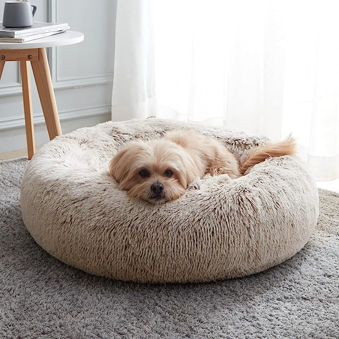 Calming Dog & Cat Bed, Anti-Anxiety Donut Cuddler Warming Cozy Soft