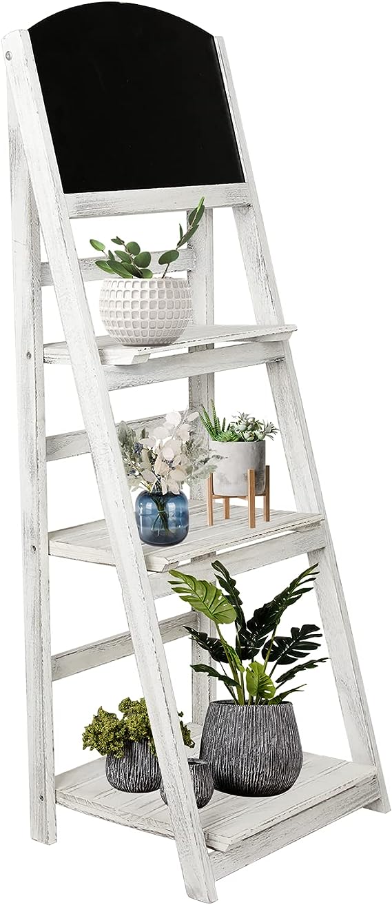 Babion 4-Tier Ladder Bookshelf – Black Wooden Storage Rack