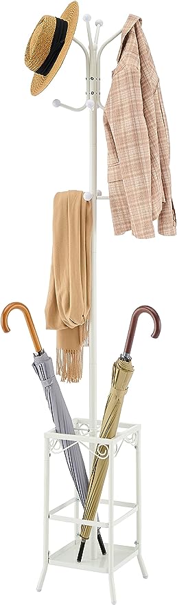 Coat Rack Freestanding, Entryway Coat Hanger Stand, Umbrella Holder