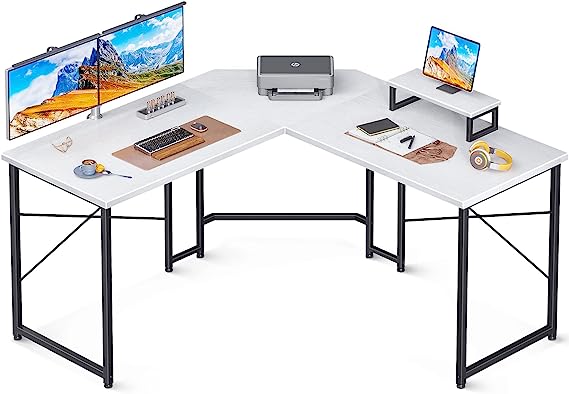 L Shaped Gaming Desk, 51 Inch Computer Desk with Monitor Stand
